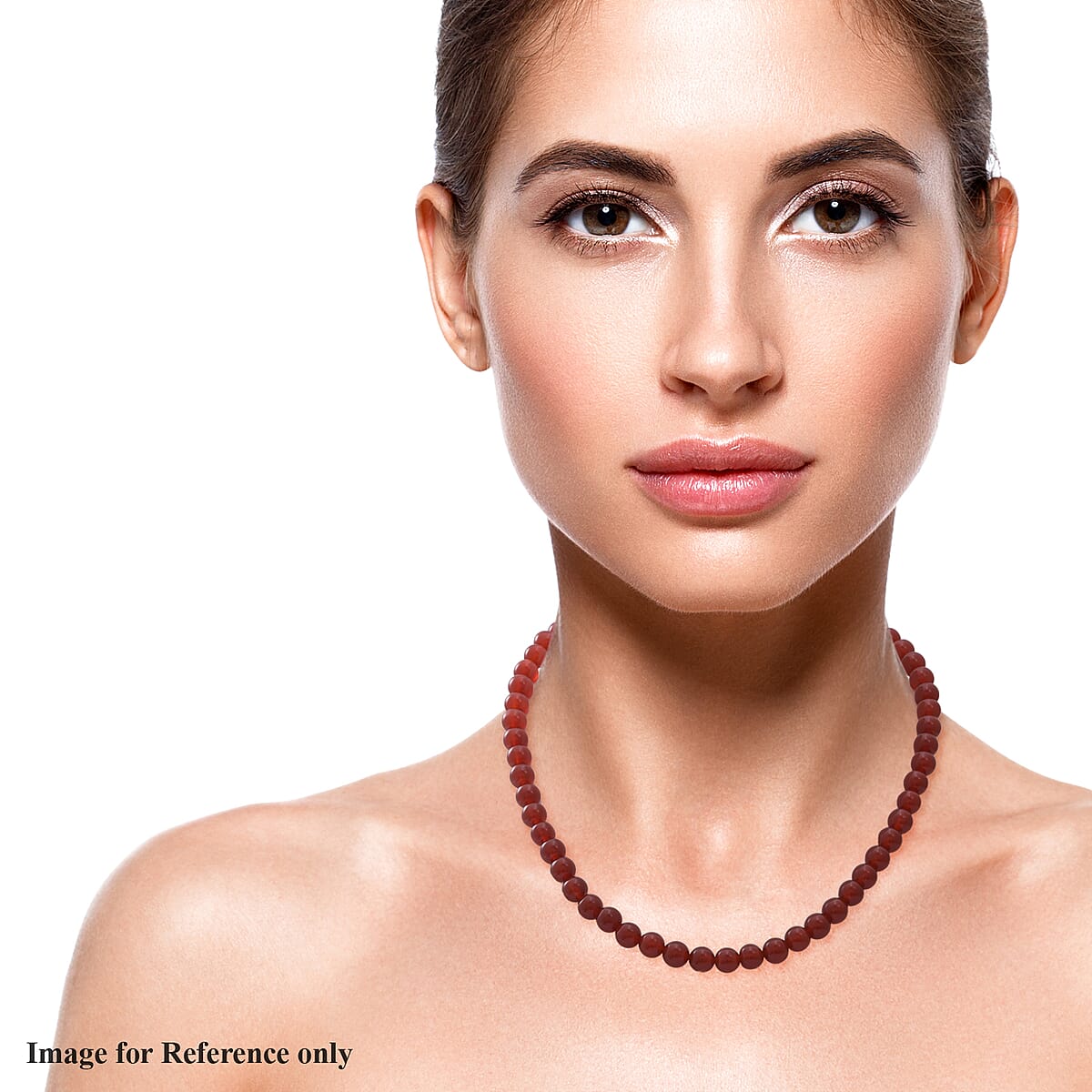 Carnelian Beaded Necklace 18 Inches in Sterling Silver 150.00 ctw image number 1