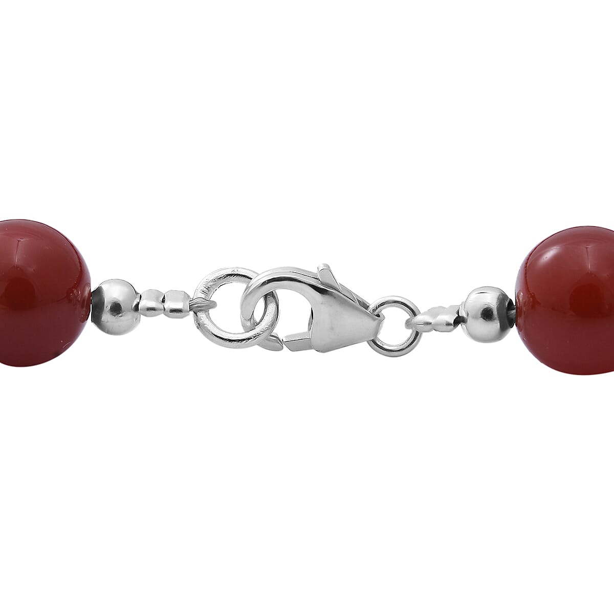 Carnelian Beaded Necklace 18 Inches in Sterling Silver 150.00 ctw image number 3