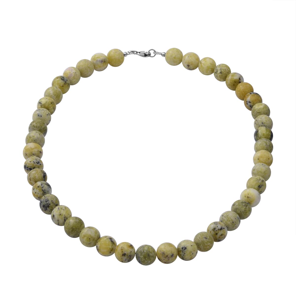 Natural Australian Jade Beaded Necklace 18 Inches in Sterling Silver 250.00 ctw image number 0