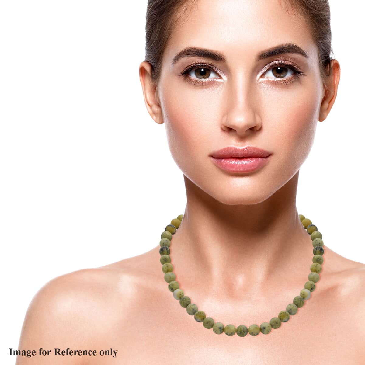 Natural Australian Jade Beaded Necklace 18 Inches in Sterling Silver 250.00 ctw image number 1