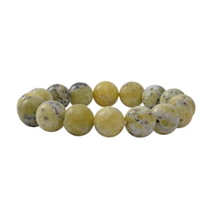 Natural Australian Jade 100.00 ctw Beaded Stretch Bracelet in Sterling Silver
