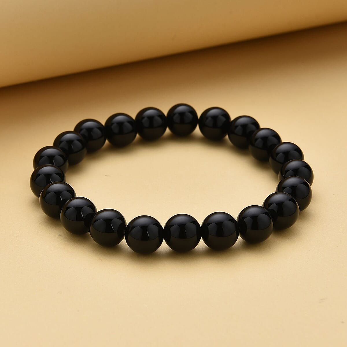  Black Onyx Beaded Stretch Bracelet 144.00 ctw image number 1