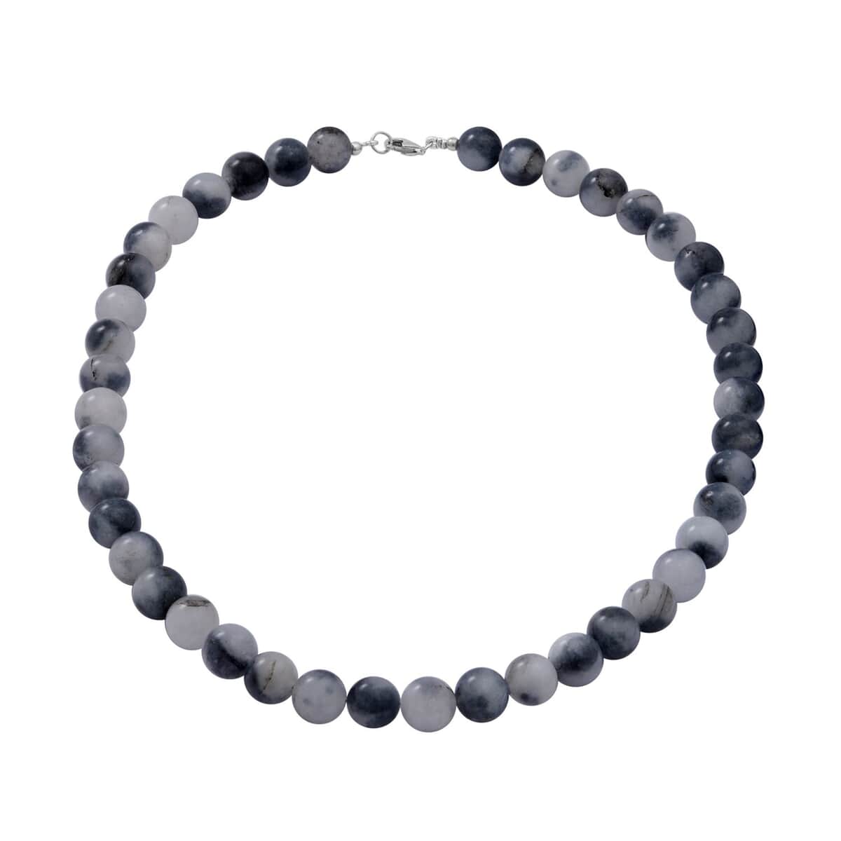 Black Tourmalinated Quartz (D) Beaded Necklace 18 Inches in Sterling Silver 250.00 ctw image number 0