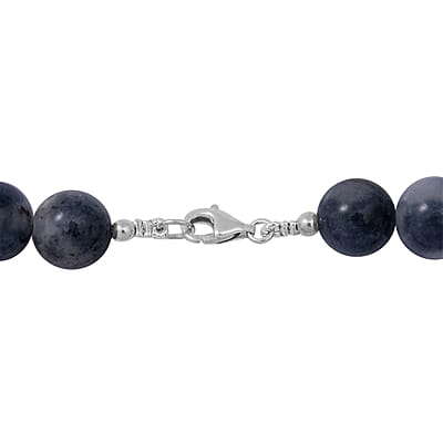 Black Tourmalinated Quartz (D) Beaded Necklace 18 Inches in Sterling Silver 250.00 ctw