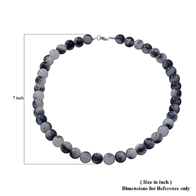Black Tourmalinated Quartz (D) Beaded Necklace 18 Inches in Sterling Silver 250.00 ctw