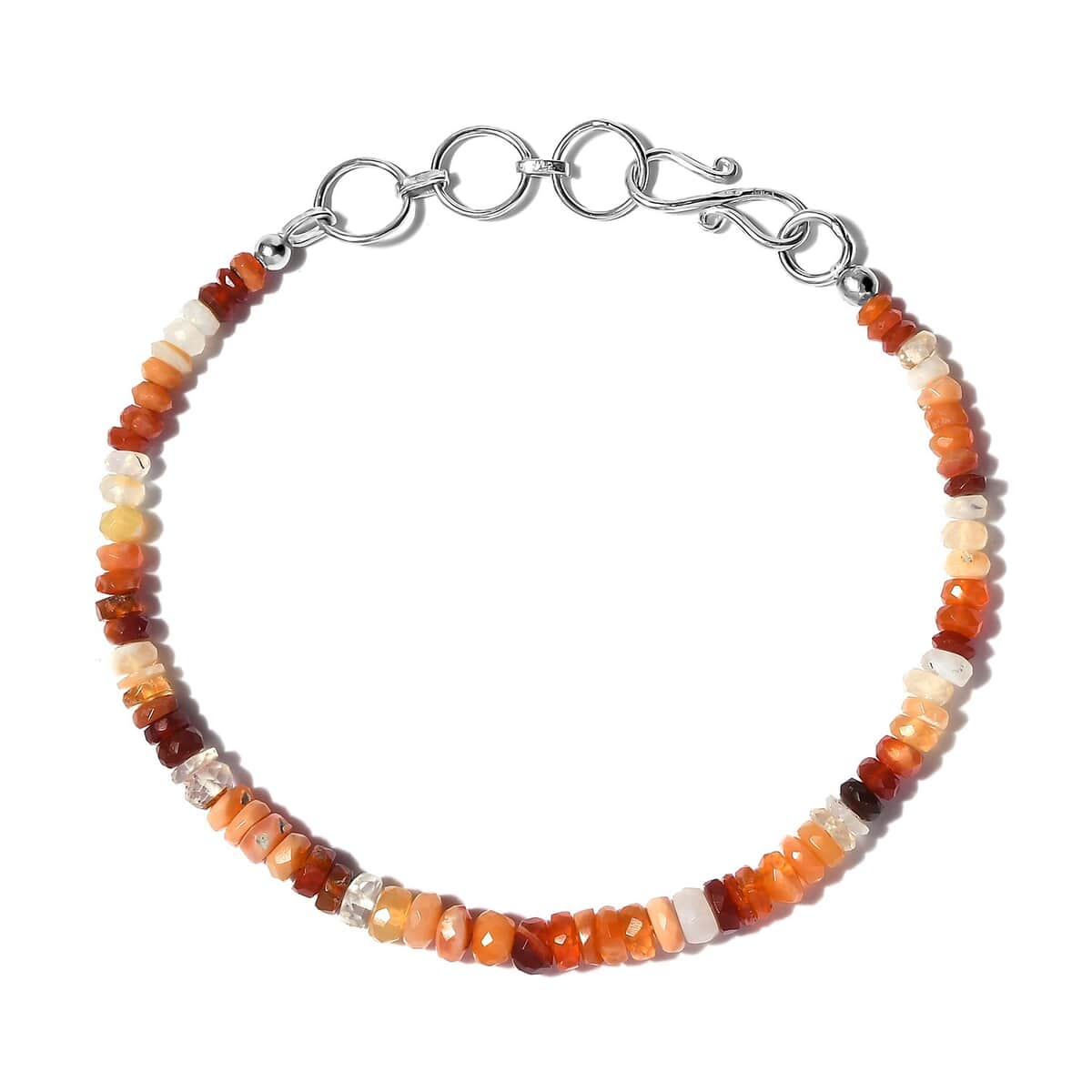 Shades of Fire Opal Beaded Bracelet in Sterling Silver (7.25 In) 15.25 ctw image number 0