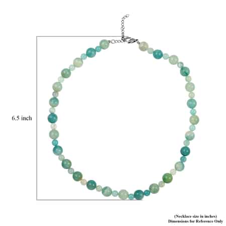 Amazonite Beaded Necklace 18-20 Inches in Rhodium Over Stainless Steel 168.00 ctw image number 4