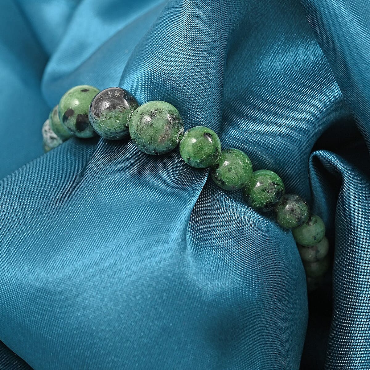 Ruby Zoisite Beaded Bracelet in Rhodium Over Stainless Steel (7-9In) 72.00 ctw image number 1