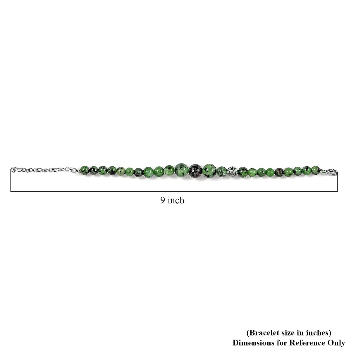 Ruby Zoisite Beaded Bracelet in Rhodium Over Stainless Steel (7-9In) 72.00 ctw image number 4