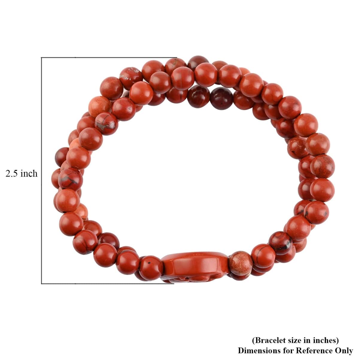 Red Jasper Stretch Beaded Bracelet| Carved Dragon Bracelet| Multi Strand Beaded Jewelry For Women image number 3
