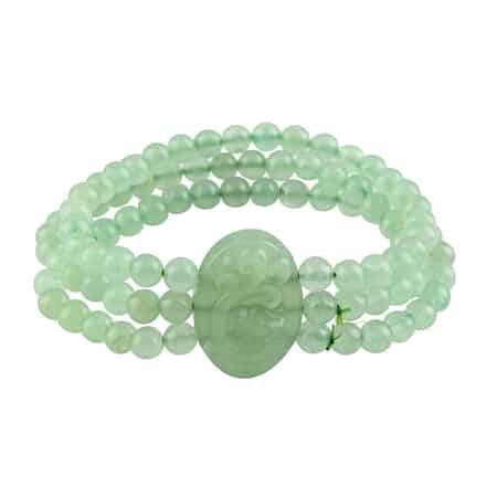 Green Aventurine Stretch Beaded Bracelet| Carved Dragon Bracelet| Multi Strand Beaded Jewelry For Women 165.00 ctw image number 0