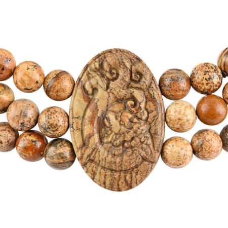 Picture Jasper Carved Dragon Stretch Multi-Row Beaded Bracelet 165.00 ctw image number 2