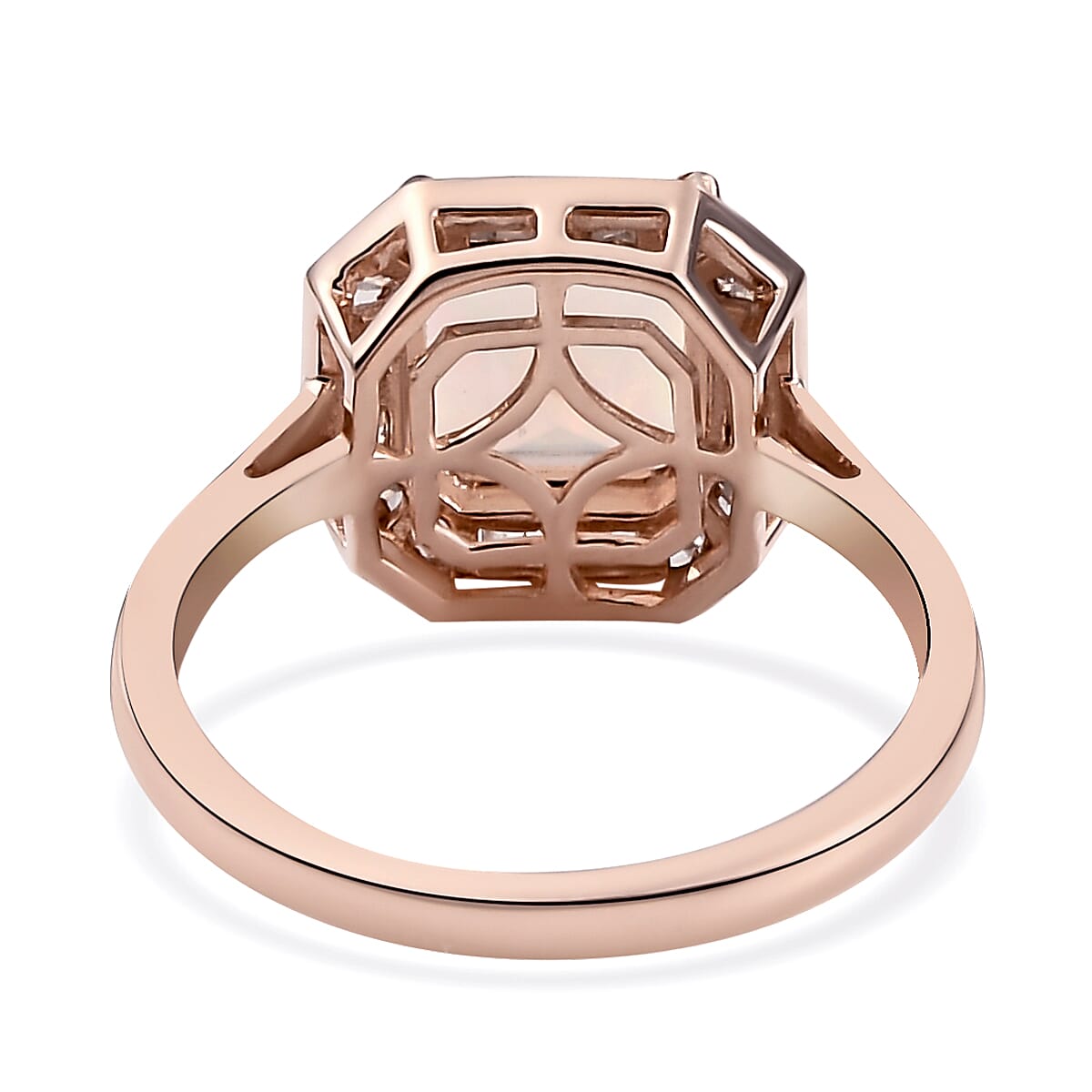 Asscher Cut Premium Ethiopian Welo Opal and Diamond Ring in Vermeil Rose Gold Over Sterling Silver (Size 8.0) 1.65 ctw image number 4