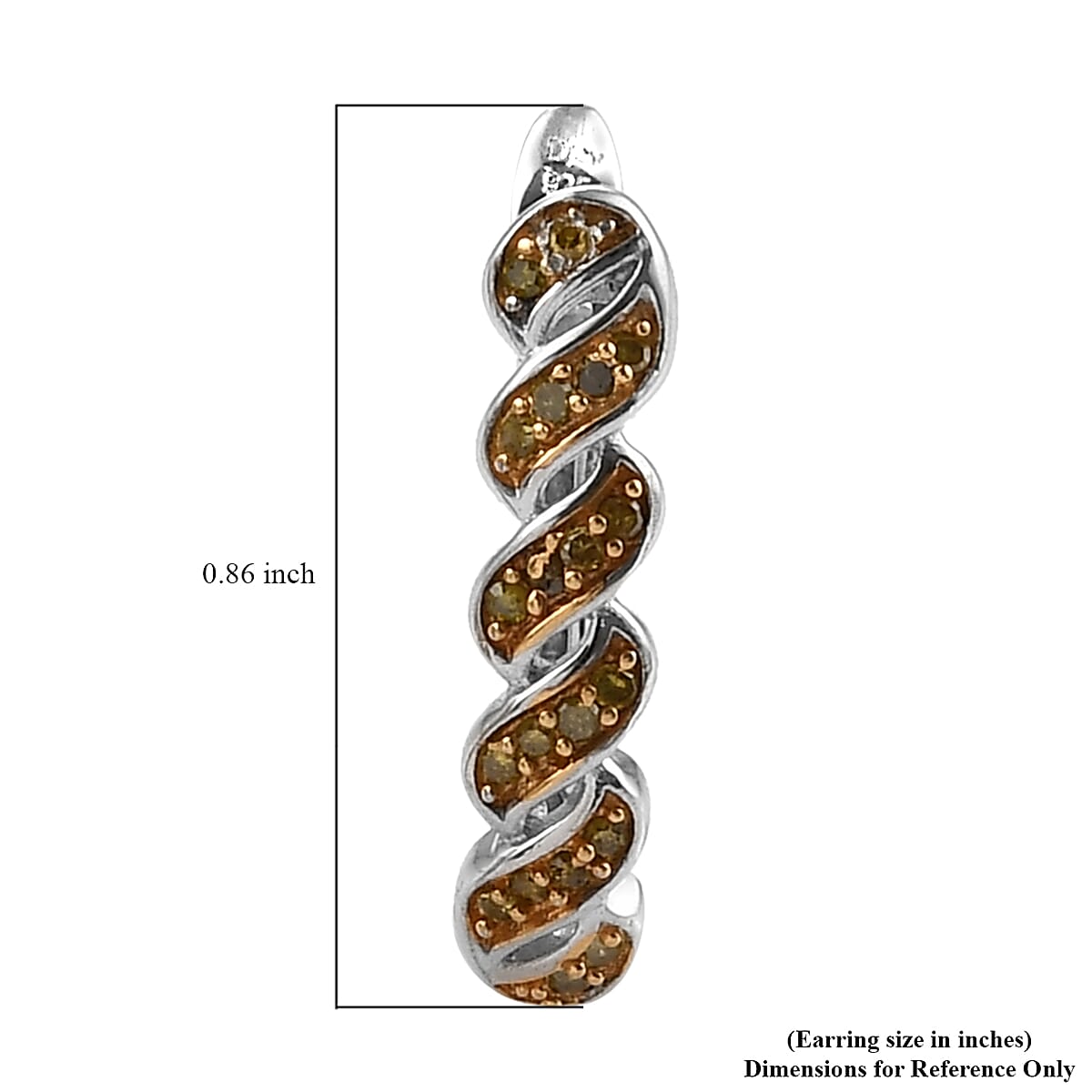 Yellow Diamond Huggie Hoop Earrings in Rhodium and Platinum Over Sterling Silver 0.25 ctw