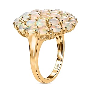 Ethiopian Welo Opal 3.48 ctw Cluster Ring in Vermeil Yellow Gold Over Sterling Silver (Size 11.5)