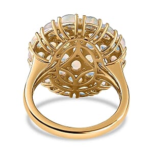 Ethiopian Welo Opal 3.48 ctw Cluster Ring in Vermeil Yellow Gold Over Sterling Silver (Size 11.5)