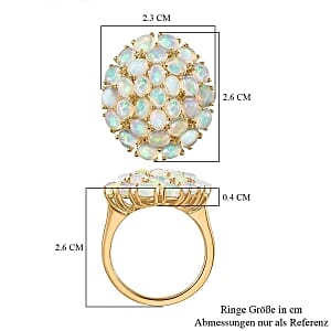 Ethiopian Welo Opal 3.48 ctw Cluster Ring in Vermeil Yellow Gold Over Sterling Silver (Size 11.5)