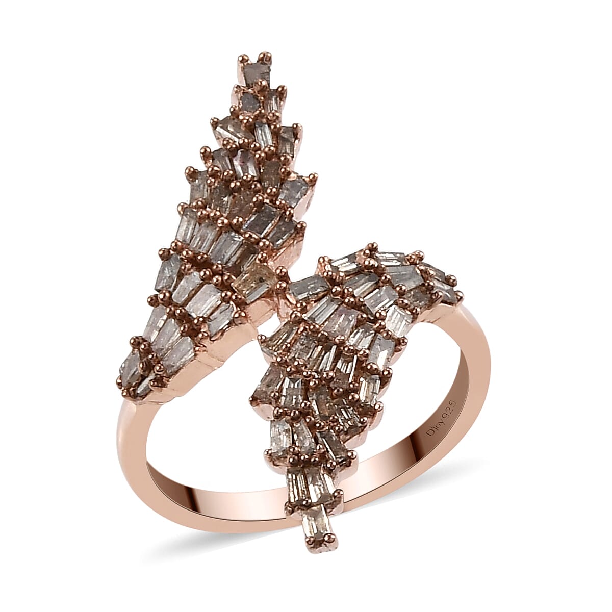 Buy Natural Champagne Diamond Bypass Ring in Vermeil Rose