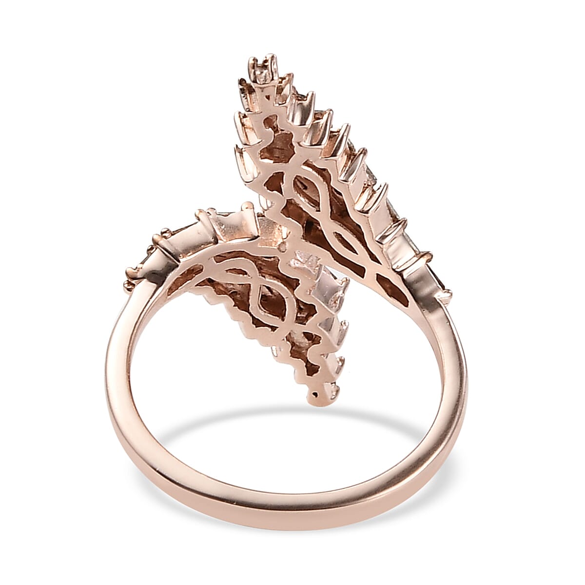 Buy Natural Champagne Diamond Bypass Ring in Vermeil Rose