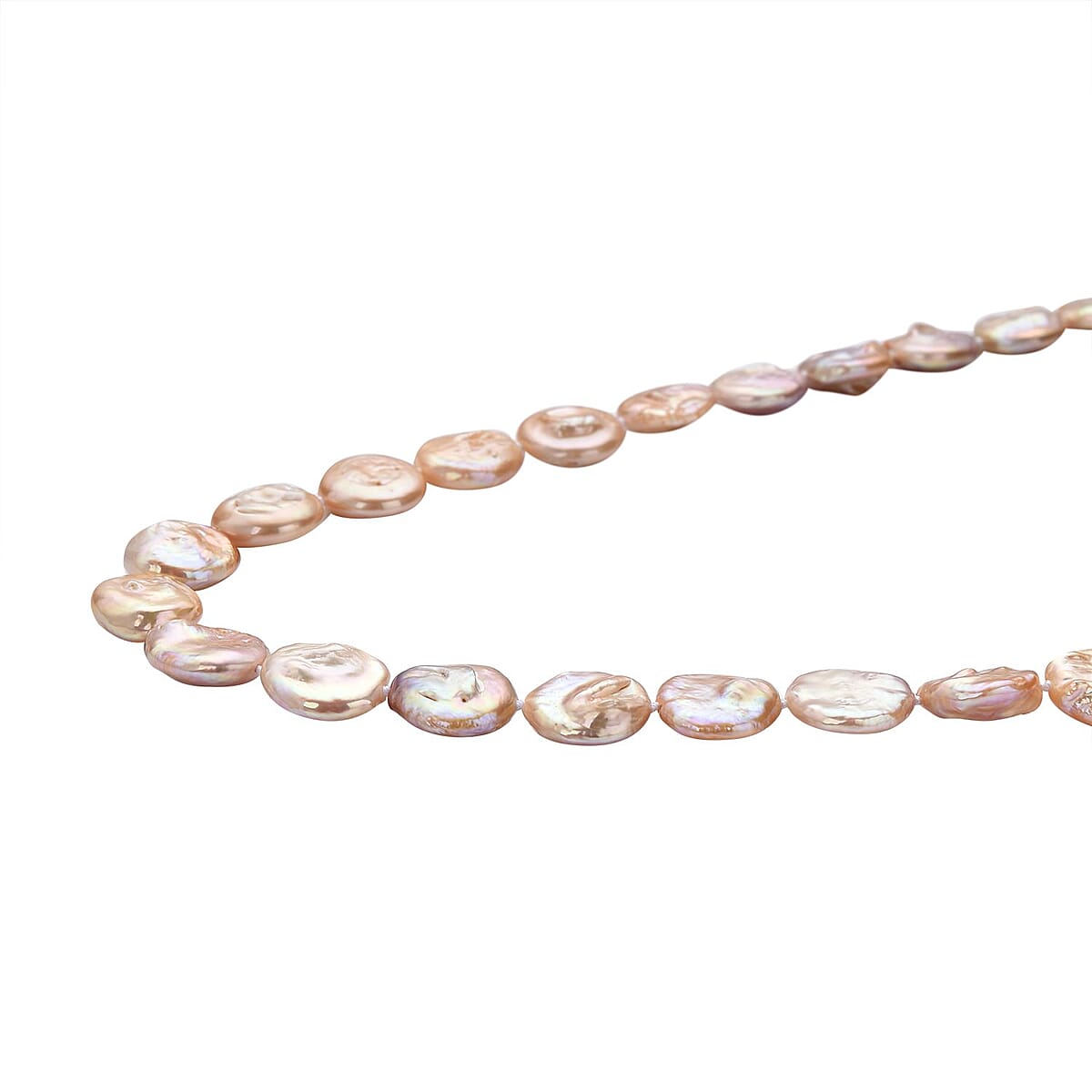 Peach Coin Freshwater Pearl Necklace 20 Inches in Sterling Silver image number 2
