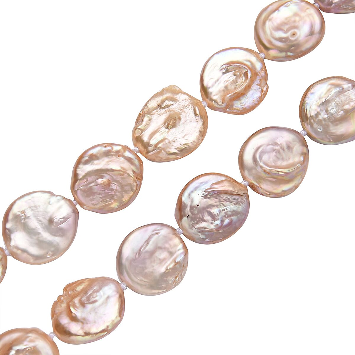 Peach Coin Freshwater Pearl Necklace 20 Inches in Sterling Silver image number 3
