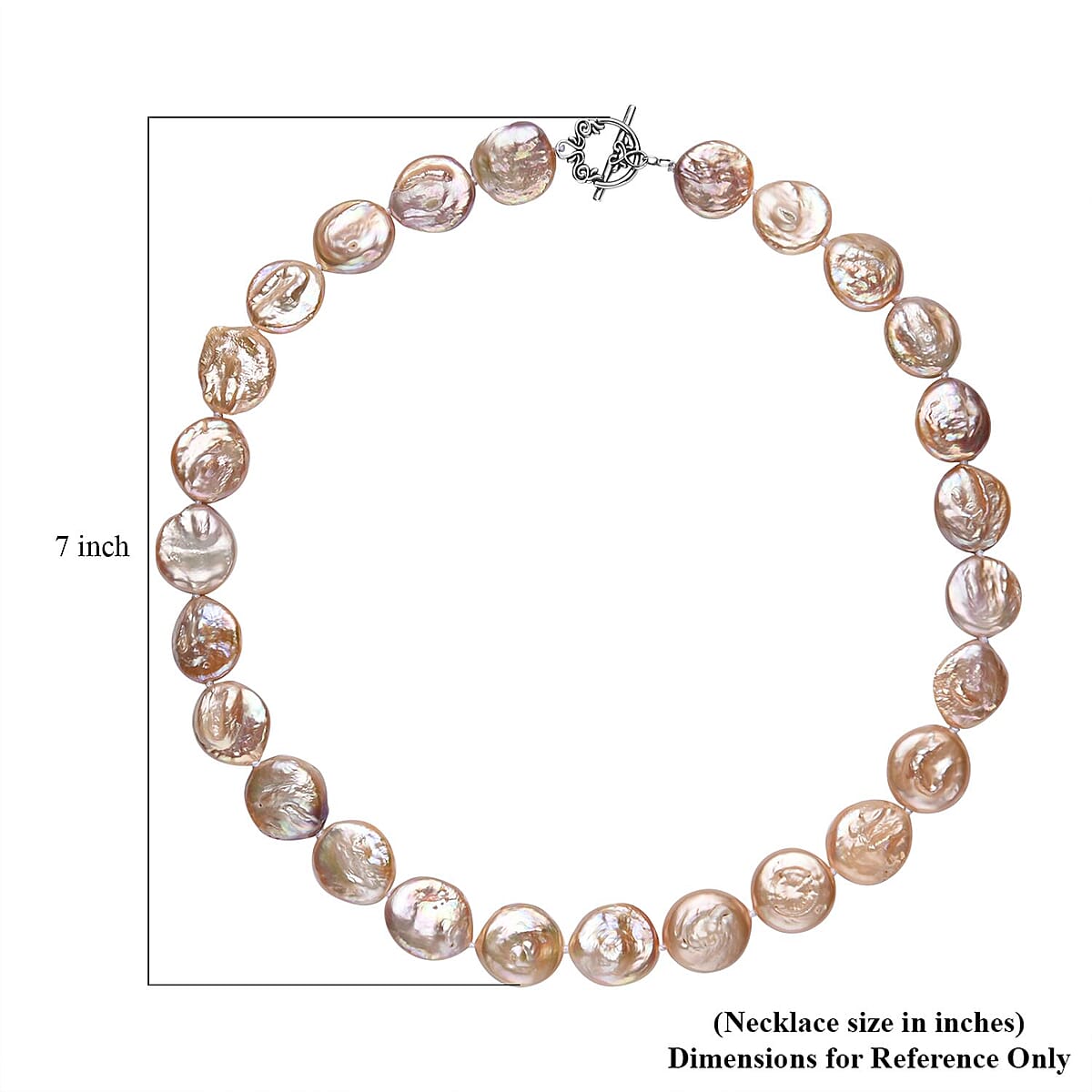 Peach Coin Freshwater Pearl Necklace 20 Inches in Sterling Silver image number 5