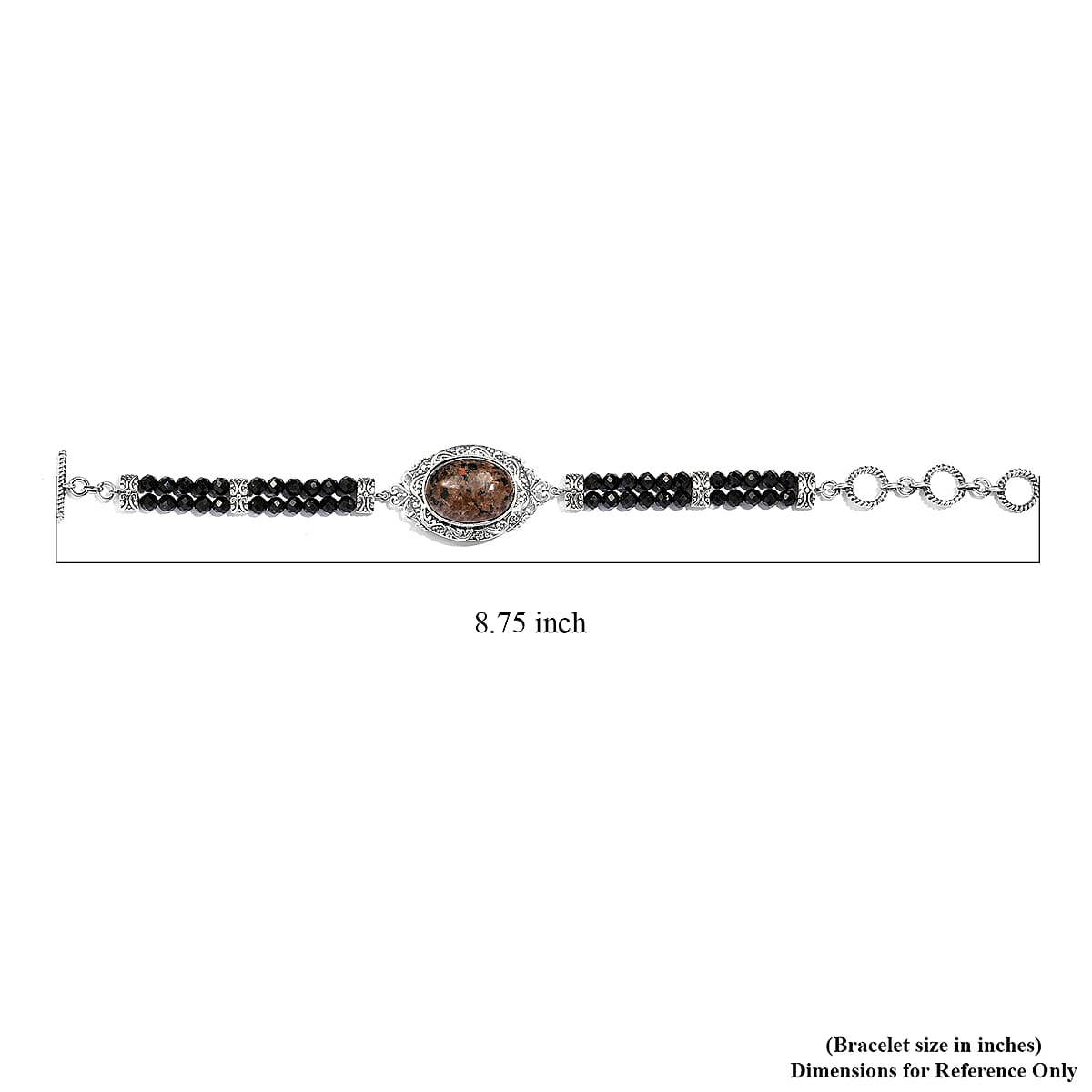 Artisan Crafted Natural Yooperlite and Thai Black Spinel Bracelet in Sterling Silver (7.25 In) 44.30 ctw with Free UV Flash Light image number 3
