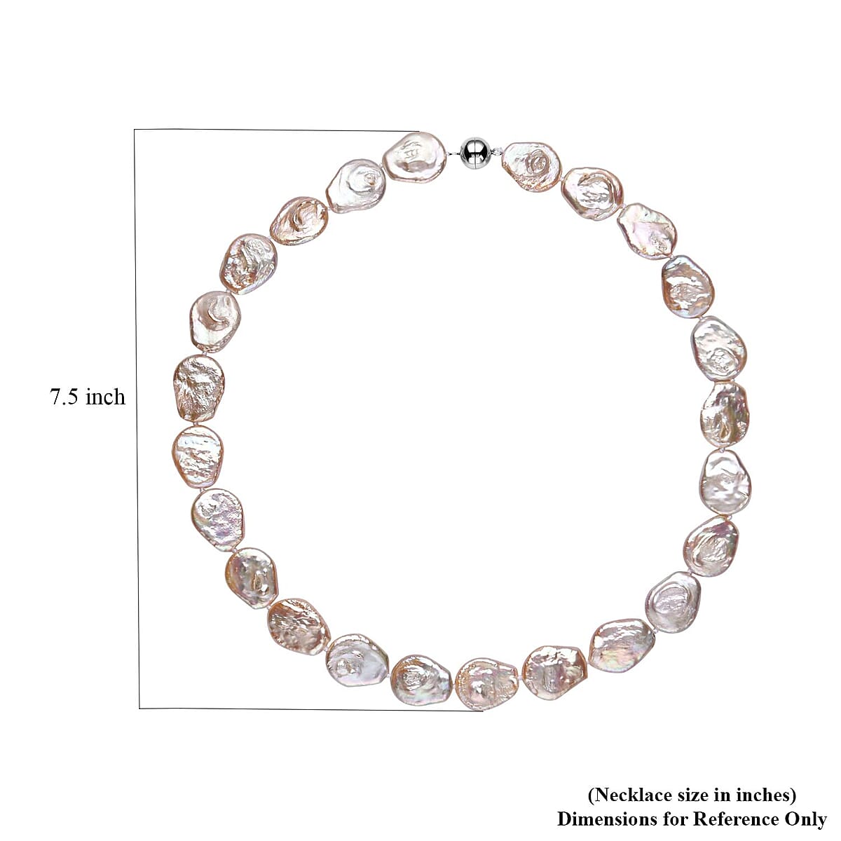 Peach Organic Shape Keshi Pearl Necklace 20 Inches in Rhodium Over Sterling Silver image number 5