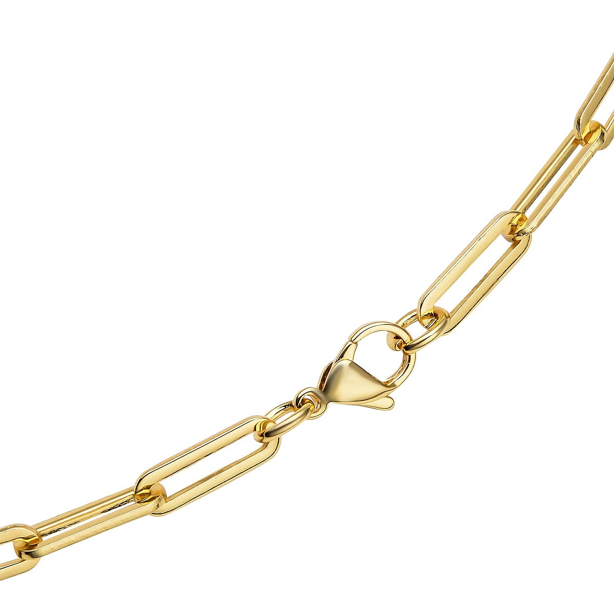 Simulated Ruby Paper Clip Chain Station Necklace 28 Inches in ION Plated Yellow Gold Stainless Steel image number 4