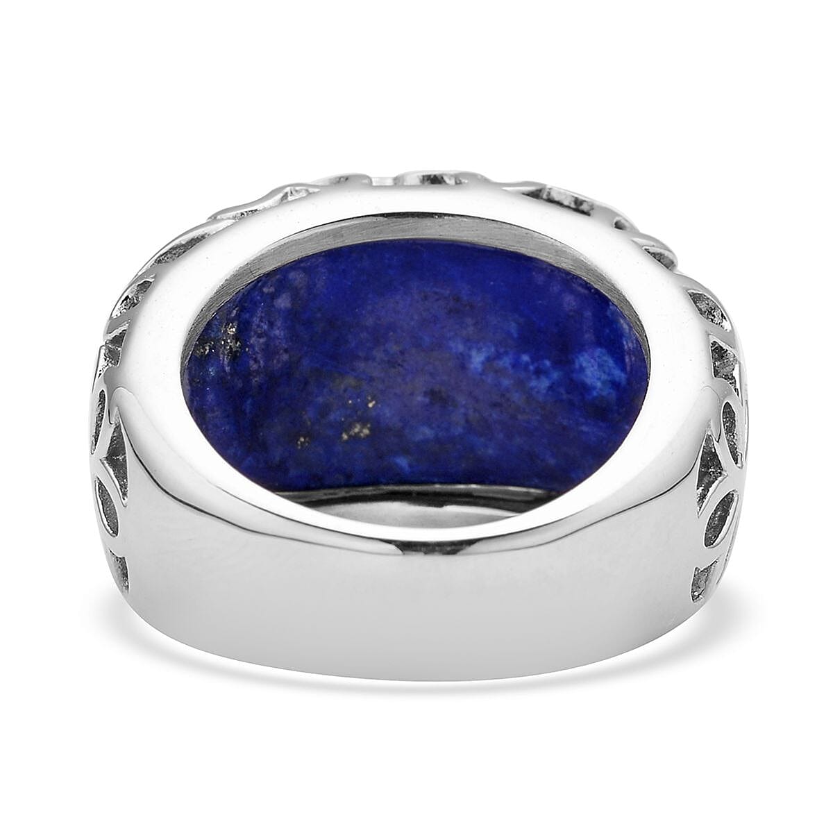 Lapis Lazuli Floral Dome Ring in Stainless Steel (Size 10.0) 15.00 ctw