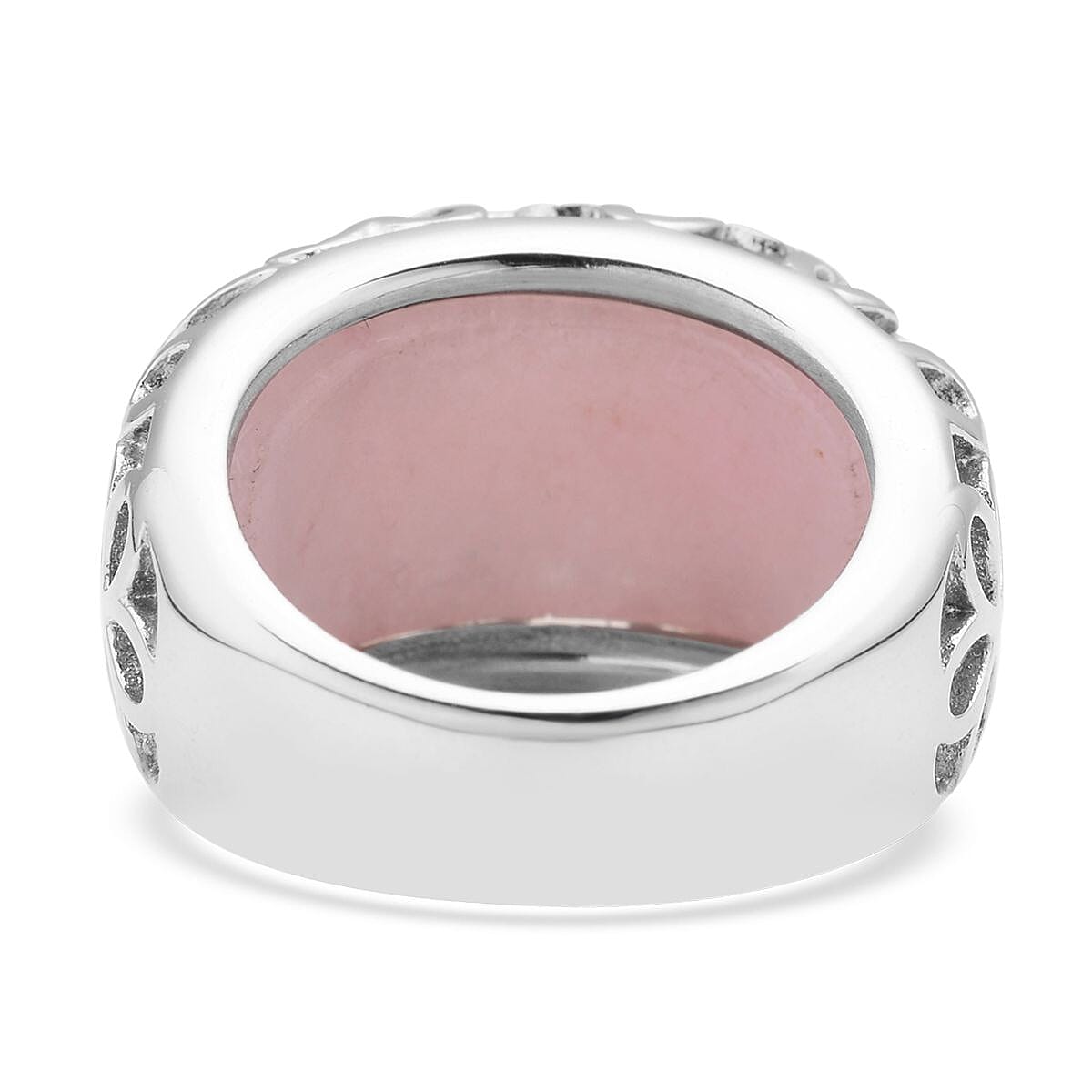 Galilea Rose Quartz Floral Dome Ring in Stainless Steel (Size 8.0) 15.00 ctw image number 4