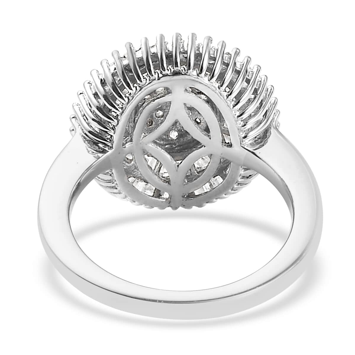 TLV White Diamond Cocktail Ring in Platinum Over Sterling Silver (Size 9.0) 1.00 ctw image number 4