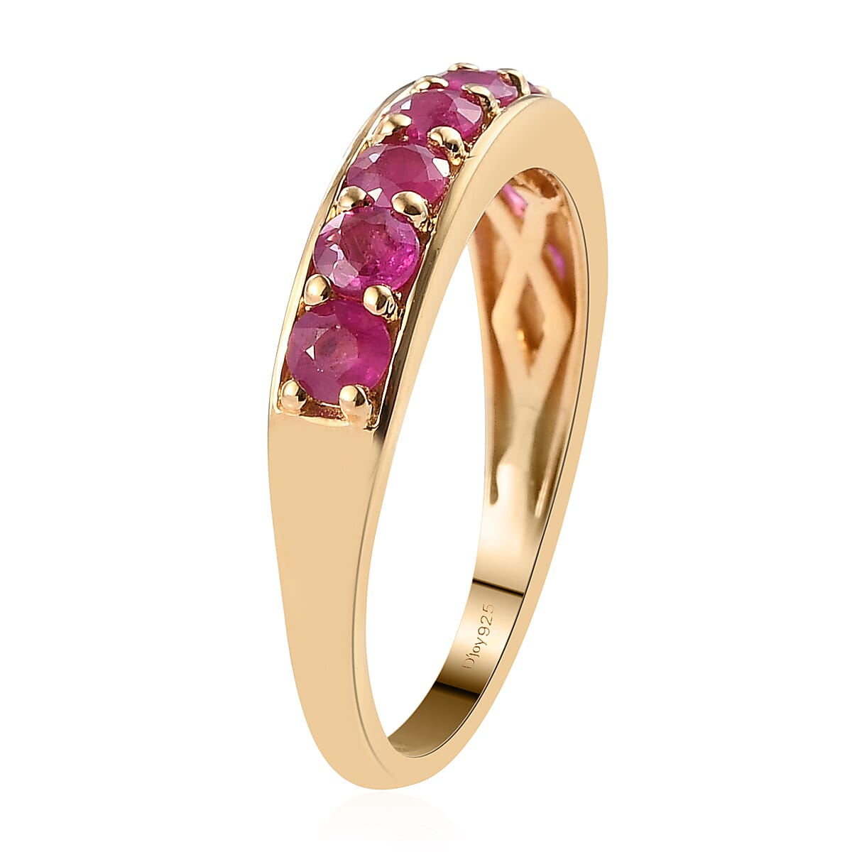 Premium Mozambique Ruby Band Ring in Vermeil Yellow Gold Over Sterling Silver (Size 8.0) 1.40 ctw image number 3