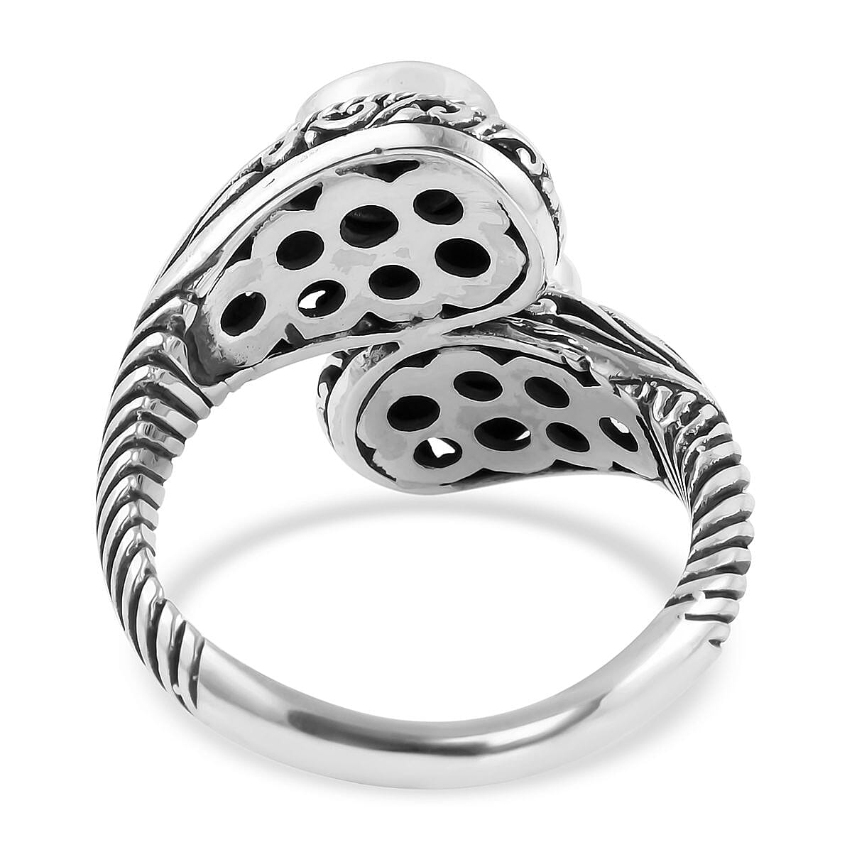 Bali Legacy American Natural Sleeping Beauty Turquoise Bypass Ring in Sterling Silver (Size 10.0) 2.00 ctw image number 4