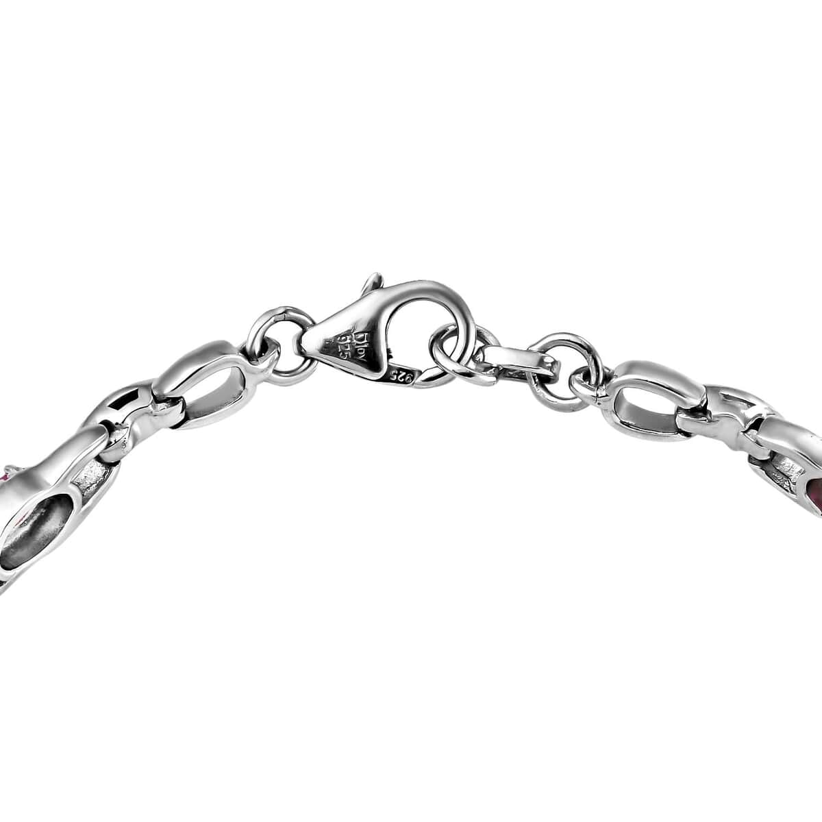 Premium Mozambique Ruby, Natural White Zircon Link Bracelet in Platinum Over Sterling Silver (6.50 In) (9 g) 2.75 ctw image number 3
