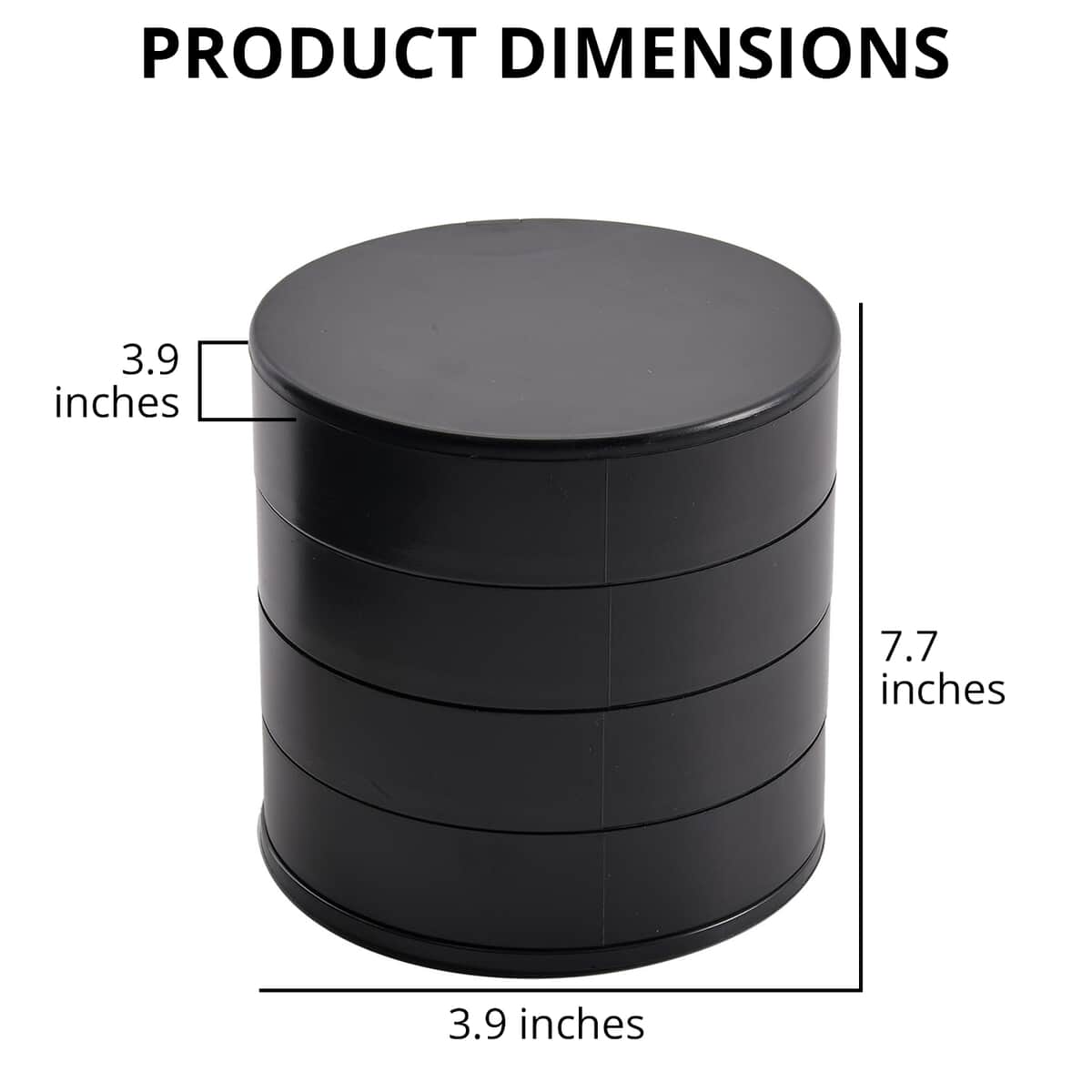 Black 360 Degree Rotatable Round Shape 4 Layer Jewelry Organizer with Mirror image number 4