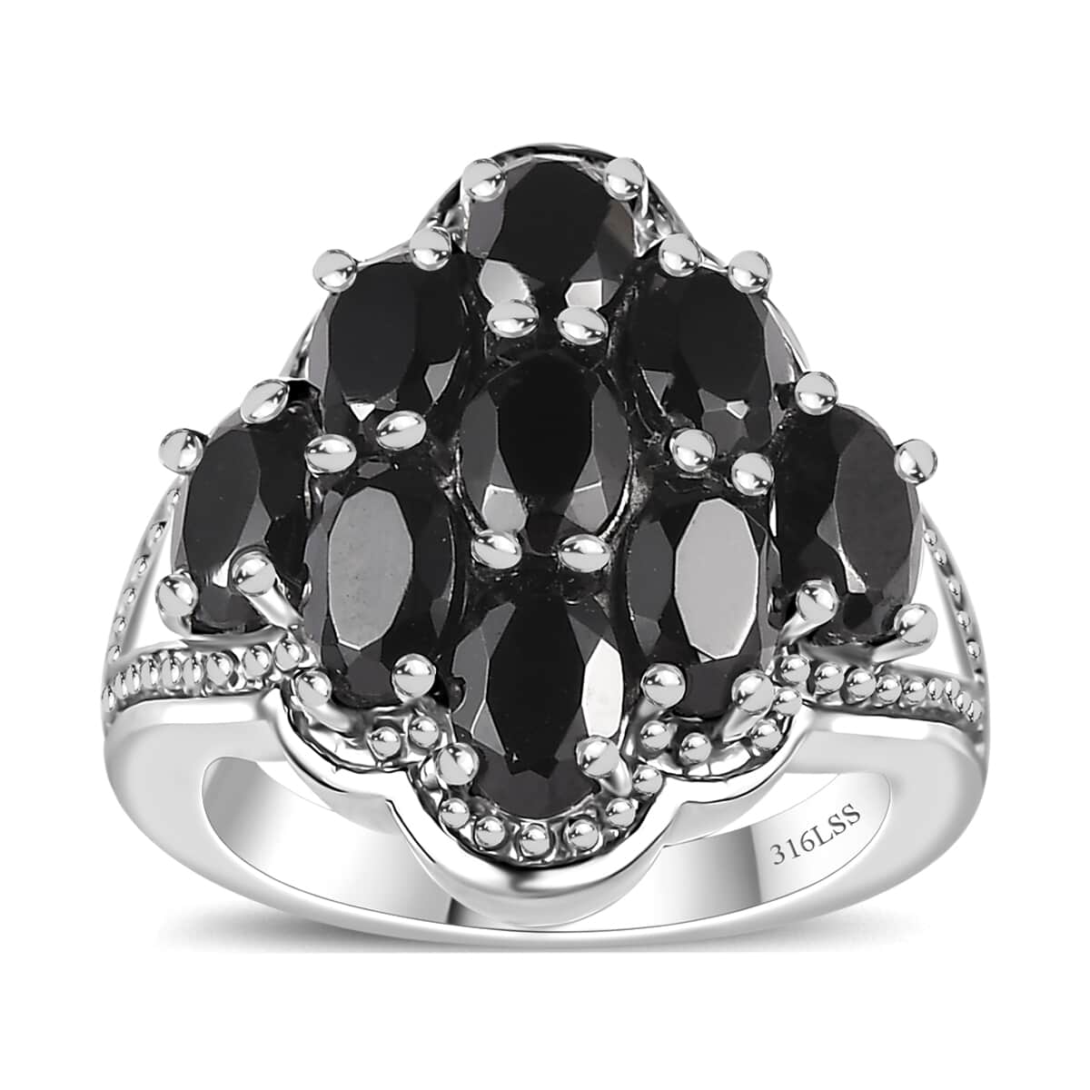 Natural Thai Black Spinel Ring in Stainless Steel (Size 10.0) 5.35 ctw image number 0