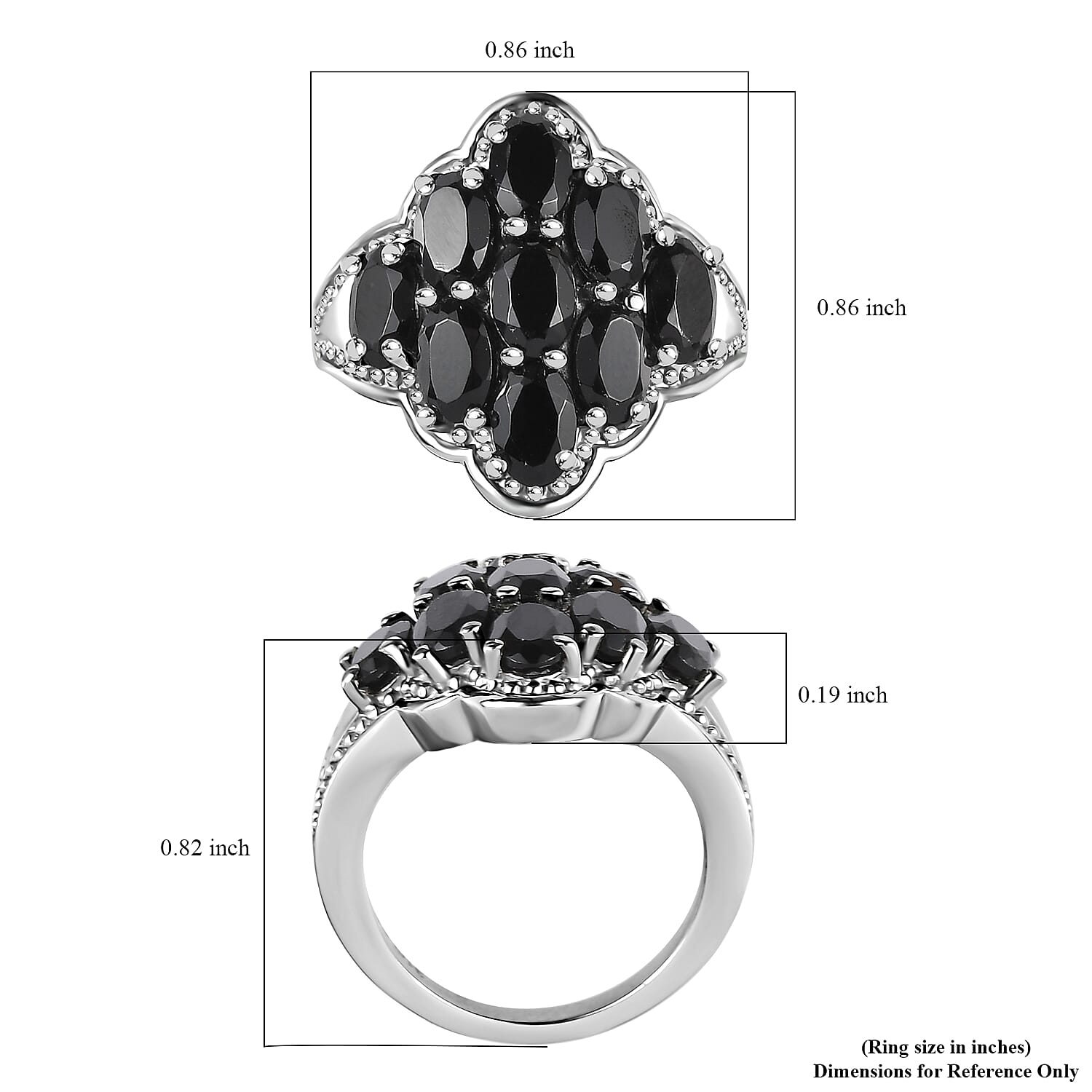 Thai Black Spinel Ring in Stainless Steel (Size 10.0) 5.50 ctw , Tarnish-Free, Waterproof, Sweat Proof Jewelry