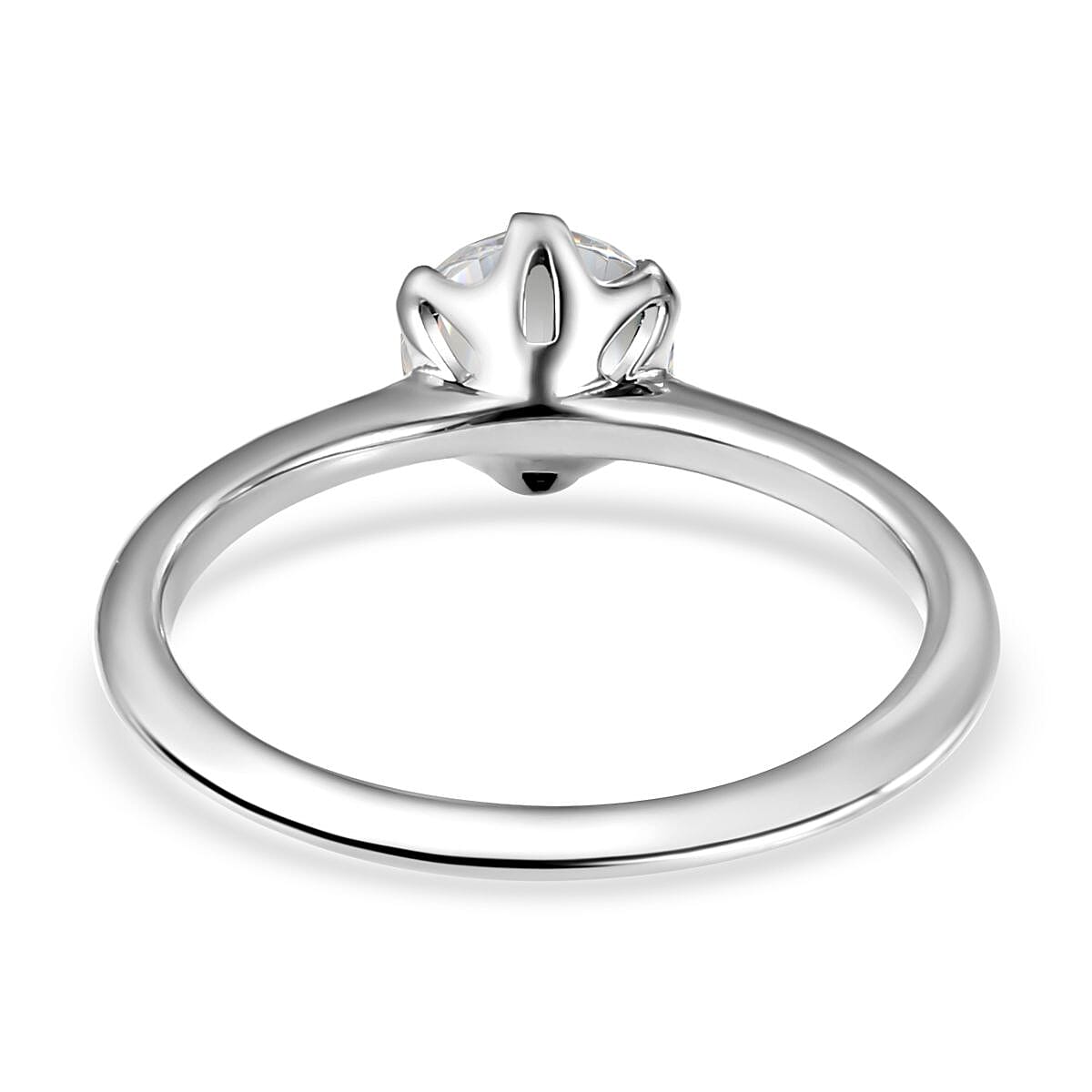 Moissanite 0.75 ctw Solitaire Ring in Platinum Over Sterling Silver (Size 11.5)