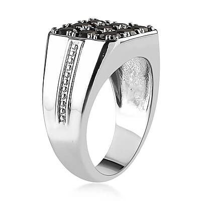 Thai Black Spinel 2.30 ctw Men's Ring in Stainless Steel (Size 10.0) 