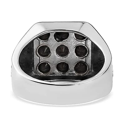 Thai Black Spinel 2.30 ctw Men's Ring in Stainless Steel (Size 10.0) 