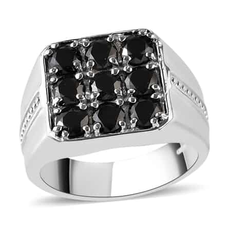 Thai Black Spinel Men's Ring in Stainless Steel (Size 11.0) 2.25 ctw image number 0