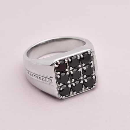 Thai Black Spinel Men's Ring in Stainless Steel (Size 11.0) 2.25 ctw image number 1