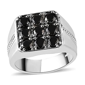 Thai Black Spinel 2.30 ctw Men's Ring in Stainless Steel (Size 12.0) 
