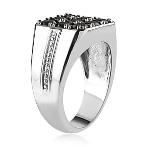 Thai Black Spinel 2.30 ctw Men's Ring in Stainless Steel (Size 12.0) 