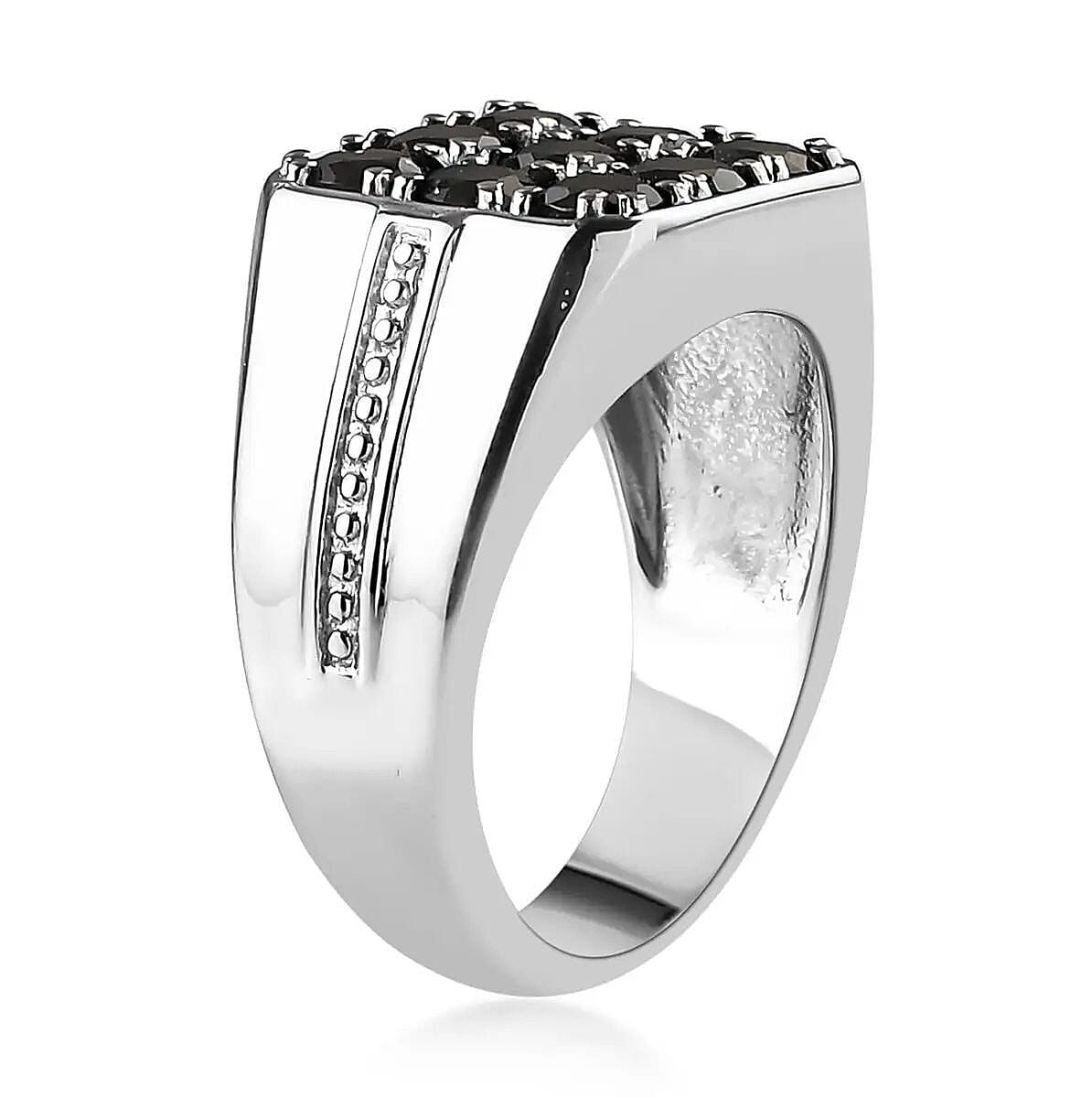 Thai Black Spinel 2.30 ctw Men's Ring in Stainless Steel (Size 14.0)  image number 3