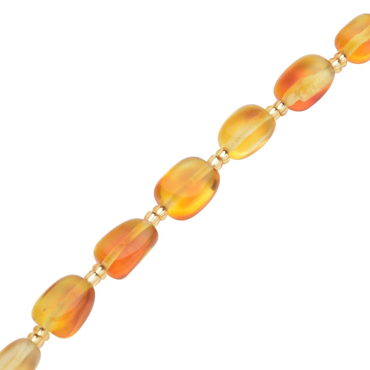 Baltic Amber and Champagne Glass Bracelet in Goldtone (7.0-8.0In) image number 4