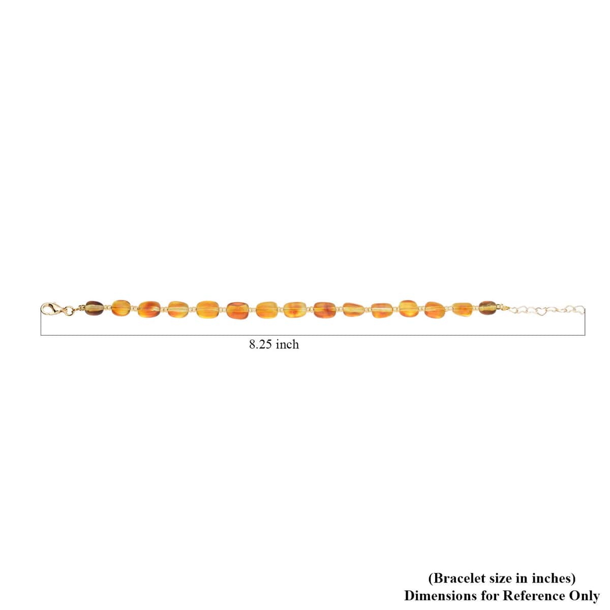 Baltic Amber and Champagne Glass Bracelet in Goldtone (7.0-8.0In) image number 5