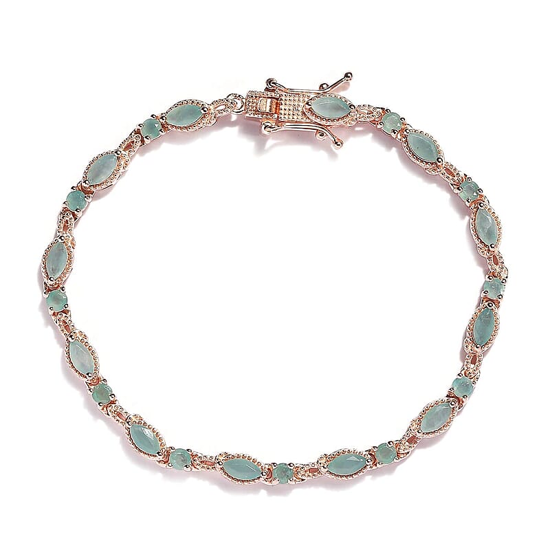 Grandidierite Bracelet in Vermeil Rose Gold Over Sterling Silver (7.25 In) 4.15 ctw