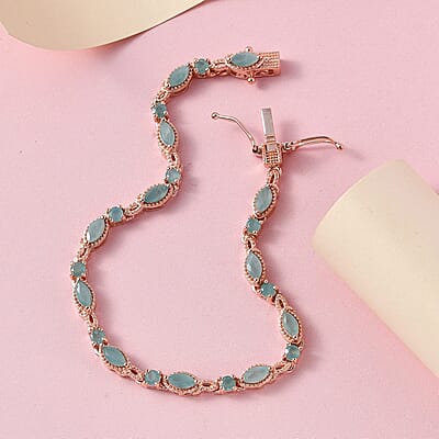 Grandidierite Bracelet in Vermeil Rose Gold Over Sterling Silver (7.25 In) 4.15 ctw